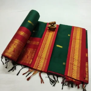 Soft Cotton Silk Green and Red Paithani Saree