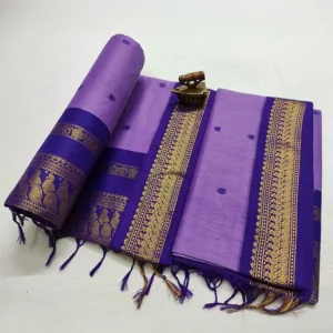 Soft Cotton Silk Lavender Paithani Saree
