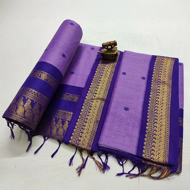 Soft Cotton Silk Lavender Paithani Saree