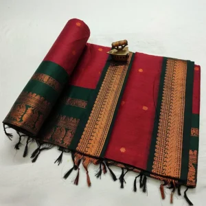 Soft Cotton Silk Red Paithani Saree