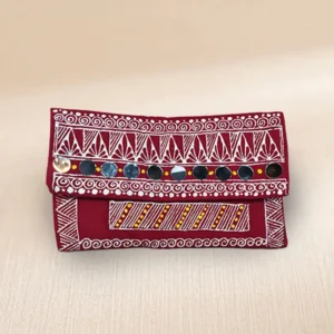 Uttarakhand Aipan Art Mirror Work Mobile Bag