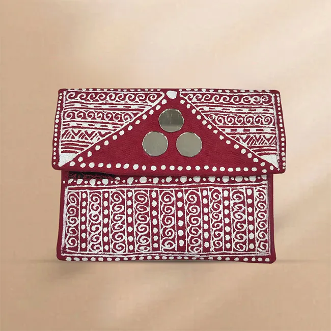 Uttarakhand Aipan Mirror Work Business Card Holder