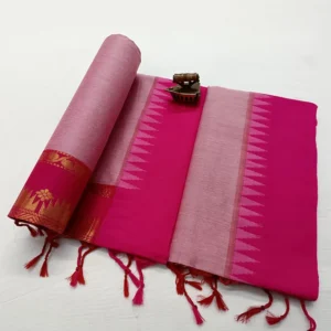 Pink Temple Border Paithani Soft Silk Saree