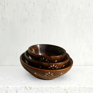 Saharanpur Wood Craft Floral Design Wooden Bowl