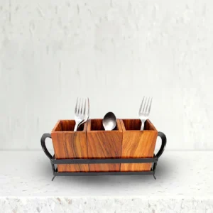 Saharanpur Wood Craft Iron Stand Cutlery Holder