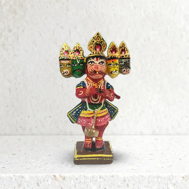 Varanasi Handcrafted Wooden Panchmukhi Hanuman Ji Idol