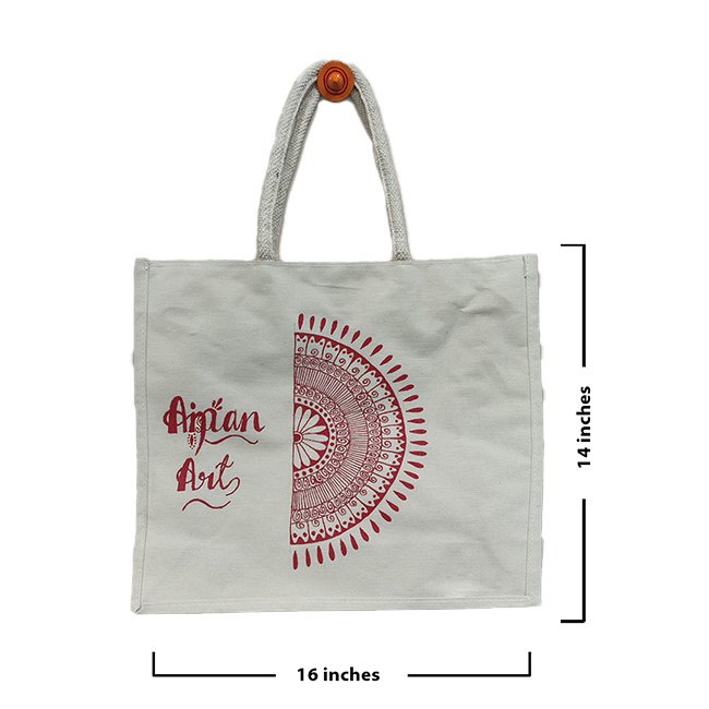 Artisan-Made Aipan Art Canvas Handbag