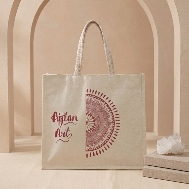 Artisan-Made Aipan Art Canvas Handbag