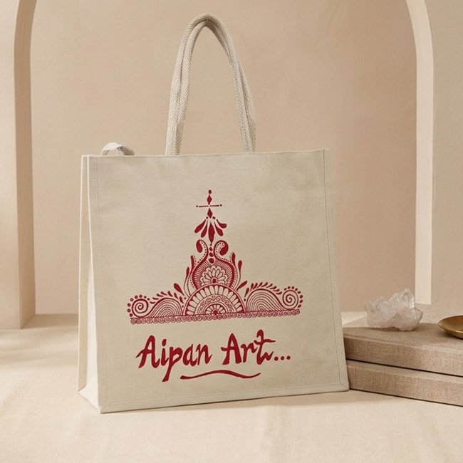 Artisan-Made Aipan Art Travel Tote Bag