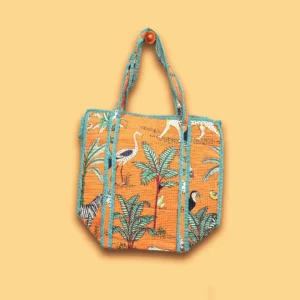 Bagru Hand Block Safari Print Cotton Tote Bag