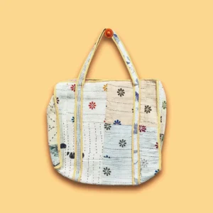 Bagru Patchwork Flower Design Cotton Tote Bag