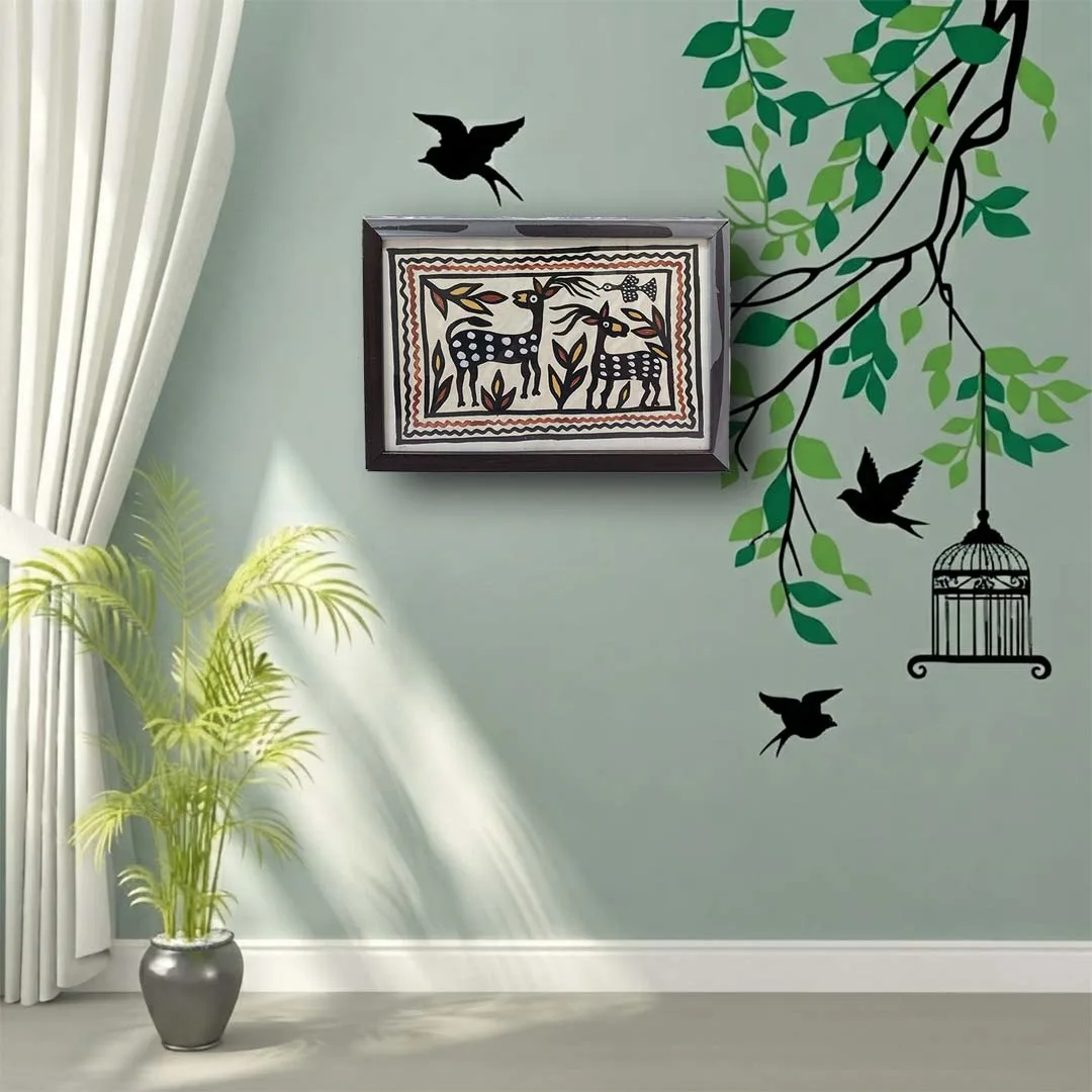 Framed Sohrai Khovar Tribal Art Painting