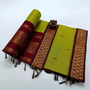 Green and Maroon Paithani Soft Silk-cotton Saree