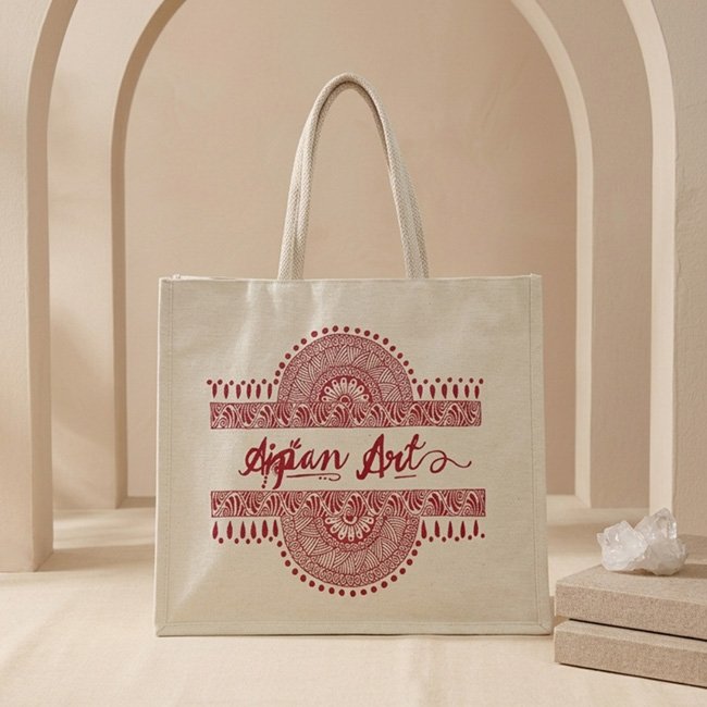 Hand Painted Aipan Design Canvas Handbag