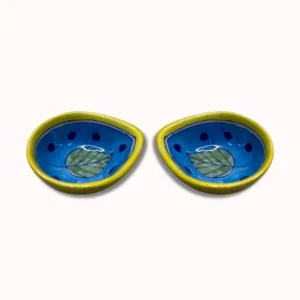 Khurja Pottery Leaf Design Clay Diya Set