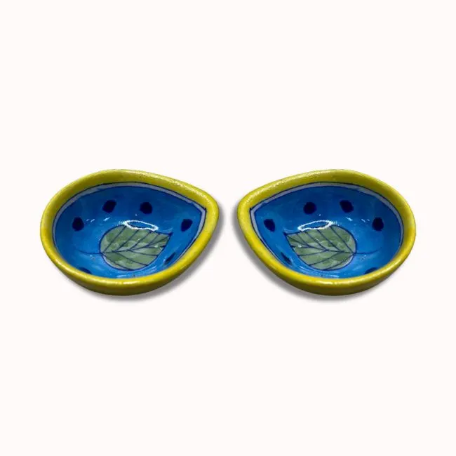 Khurja Pottery Leaf Design Clay Diya Set