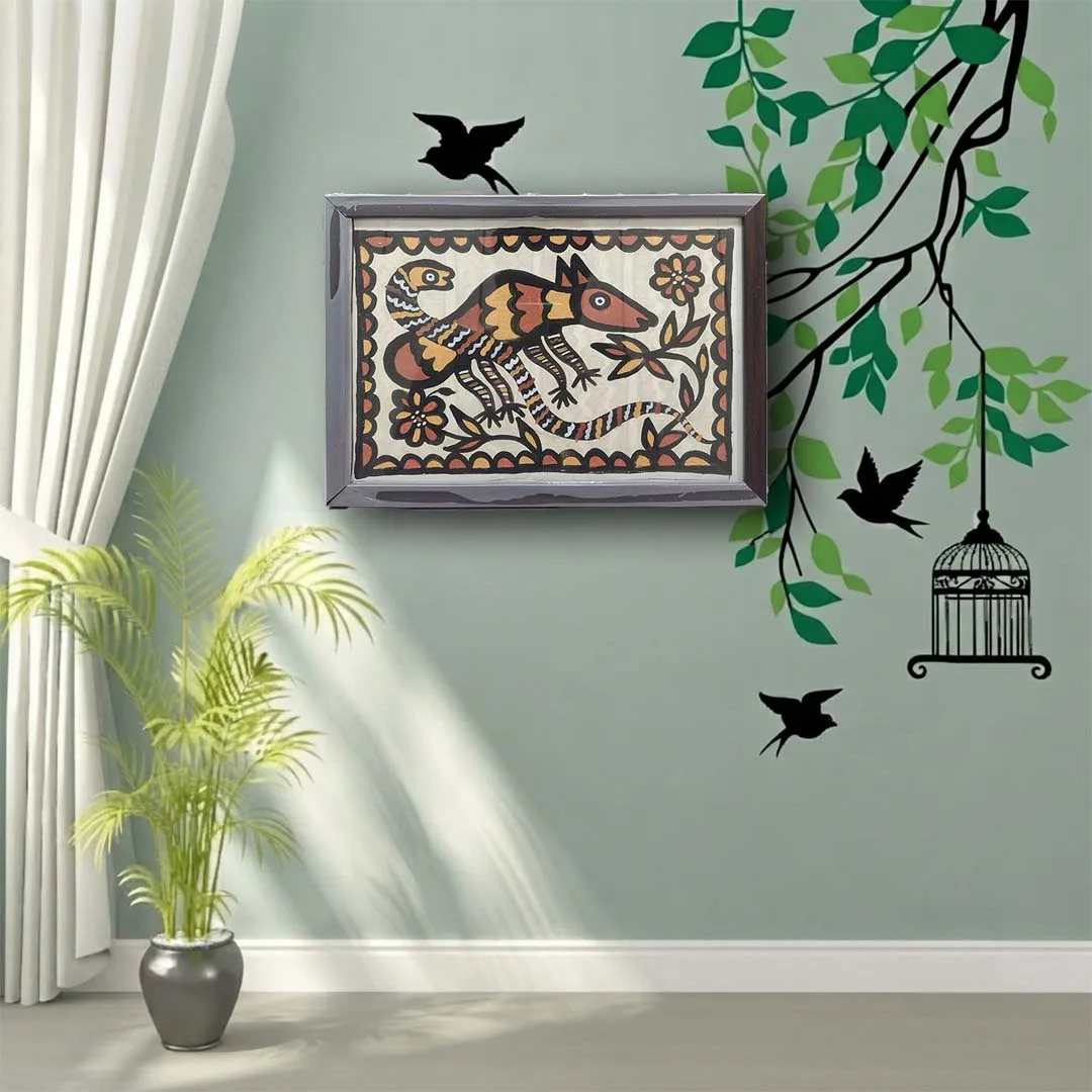 Sohrai Tribal Art Wildlife Deer and Snake Wall Decor