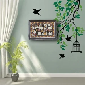 Sohrai Tribal Folk Painting Pair of Deer