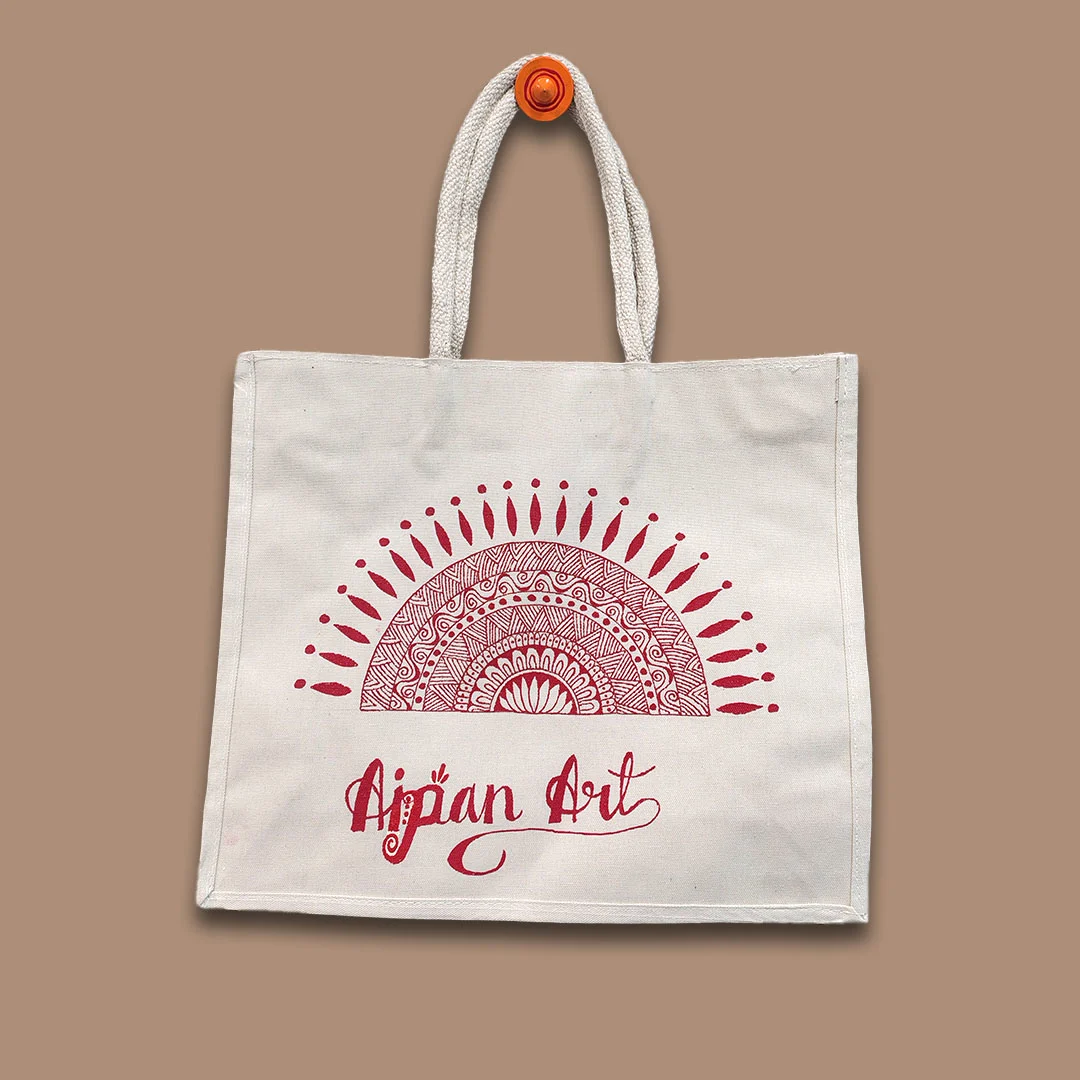 Uttarakhand Aipan Artisan-Made Canvas Handbag