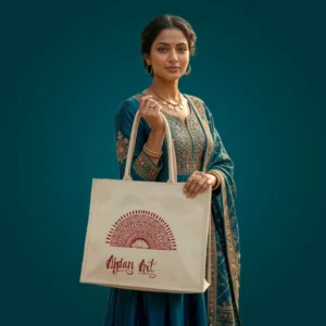 Uttarakhand Aipan Artisan-Made Canvas Handbag