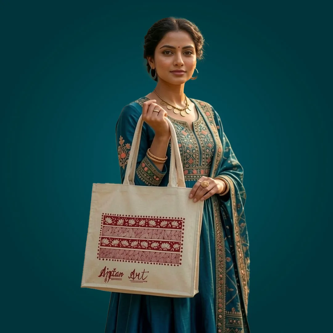 Uttarakhand Aipan Artisan-Made Canvas Tote Bag