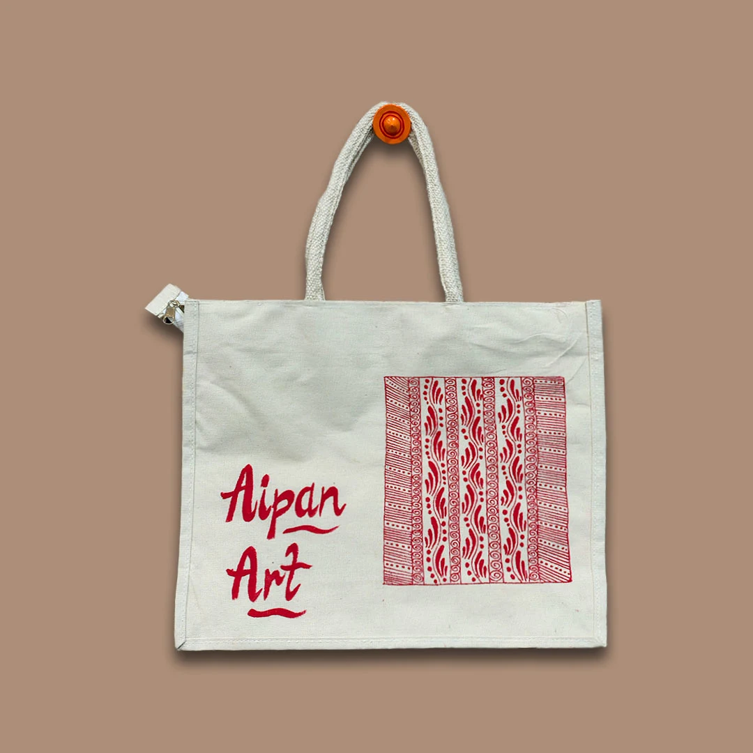 Uttarakhand Aipan Hand Painted Canvas Tote Bag