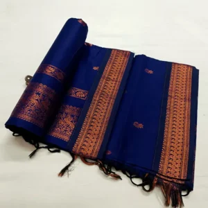 Zari Woven Cotton Silk Royal Blue Paithani Saree