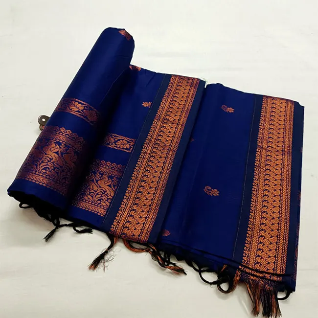 Zari Woven Cotton Silk Royal Blue Paithani Saree
