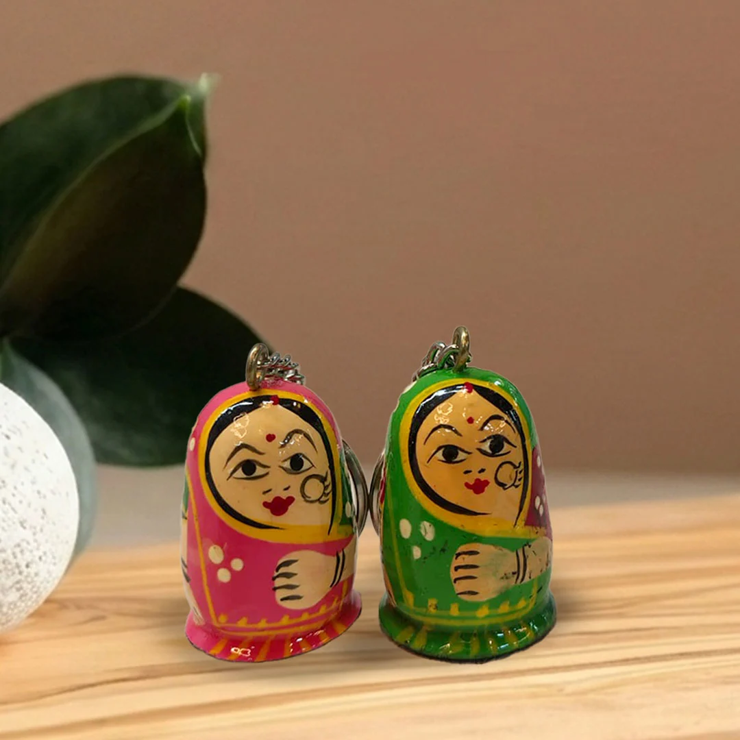 Artisan-Made Varanasi Wooden Lacquerware & Toys Keychain