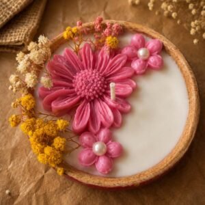 Decorative Pink Daisy Flower Scented Soy Wax Candle