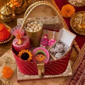 Indyhaat Customized Raksha Bandhan Gift Basket Rakhi Sweets Handcrafted Gifts