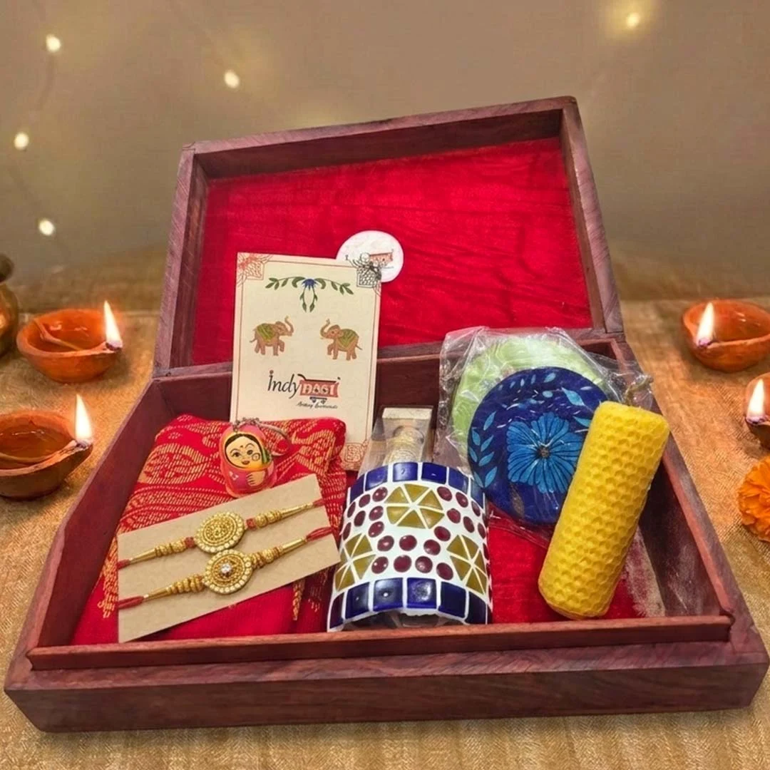 Indyhaat Raksha Bandhan Gift Hamper Premium Handcrafted Indian GI Crafts