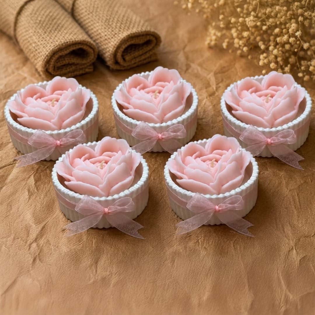 Rose-Shaped Eco-Friendly Wax Candle Jars