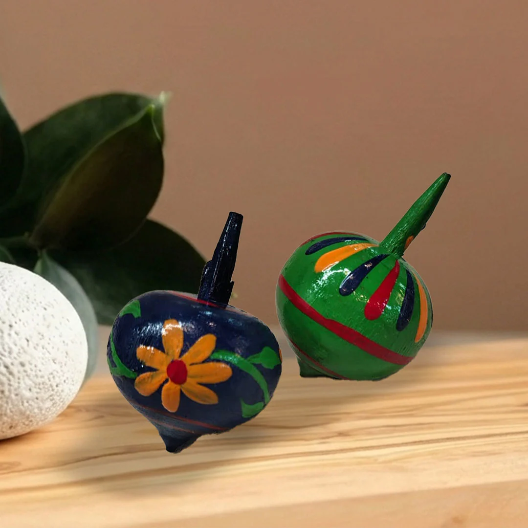 Varanasi Handcrafted Wooden Spinning Tops Lattu Toys