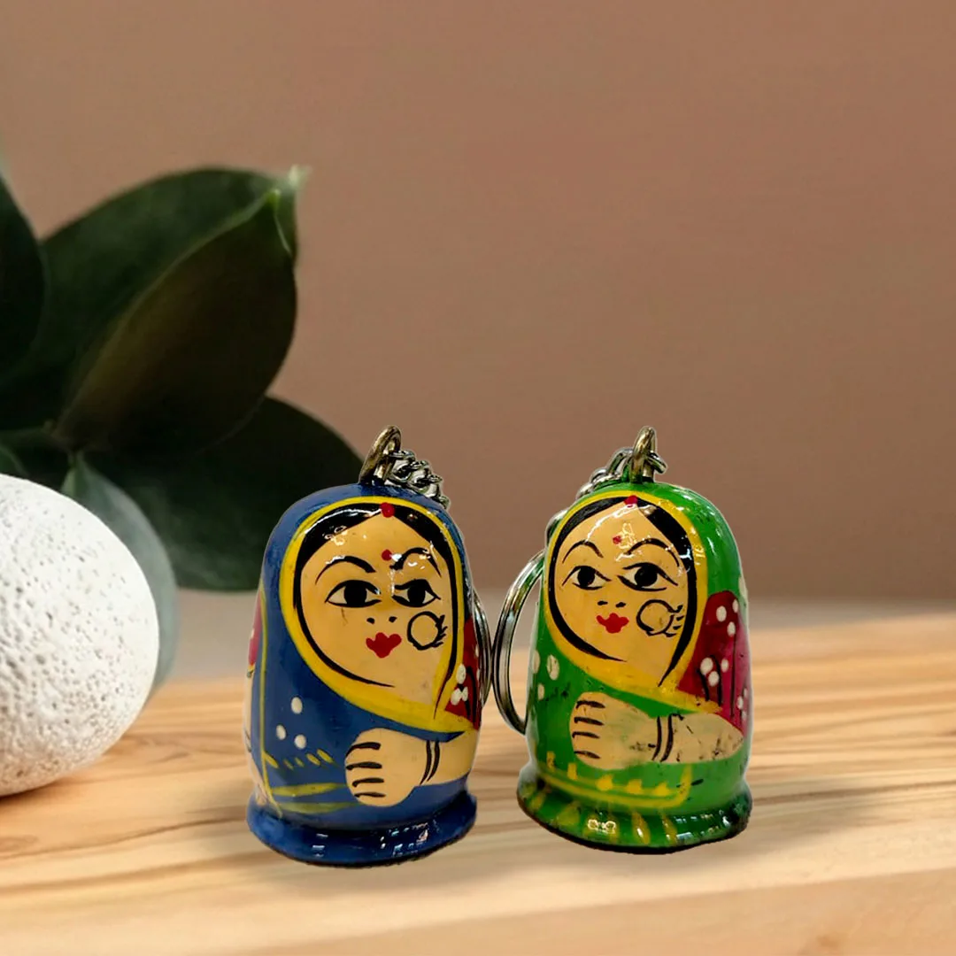 Varanasi Lacquerware Handmade Wooden Doll Keychain