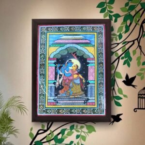 Hand-Painted Radha Krishna Milan Pattachitra Painting