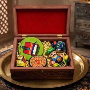 Indyhaat Customized Handcrafted Diwali Gift Box Anniversary Gift Corporate Gift Return Gifts Wooden BOX
