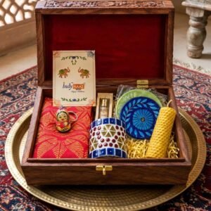 Indyhaat Customized Handcrafted Gift Hamper Diwali Gift Corporate Gift Return Gifts Wooden BOX