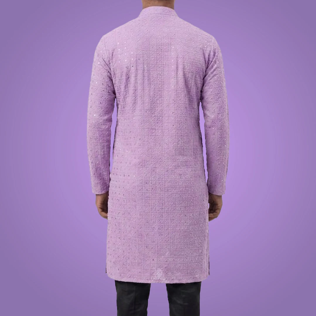 Men Lavender Lucknow Chikankari Kurta