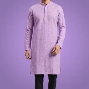 Men Lavender Lucknow Chikankari Kurta
