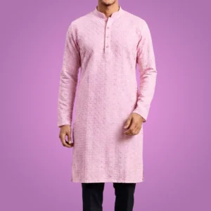 Men Pink Lucknow Chikankari Kurta