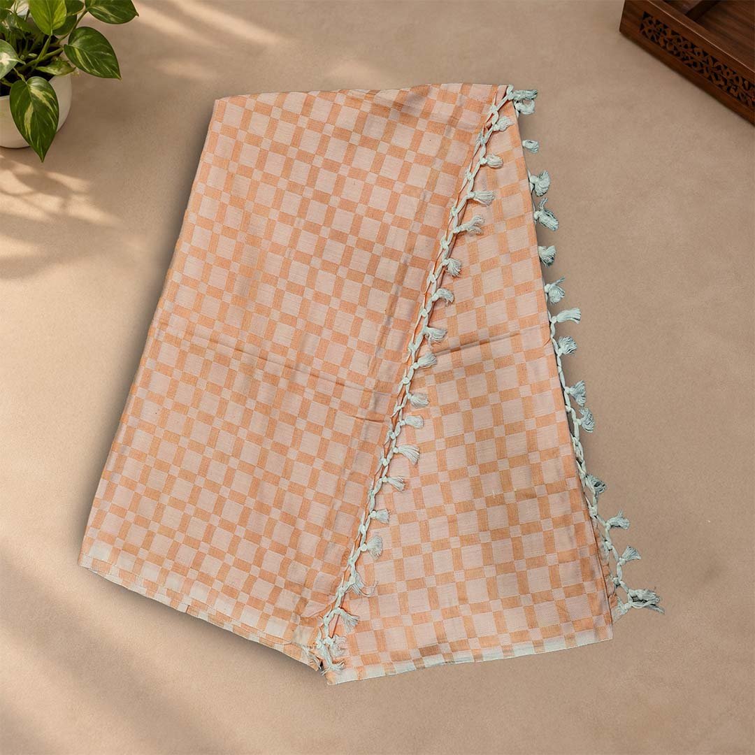 Pure Bhagalpur Silk Chadar Light Peach Summer AC Blanket For AC Room