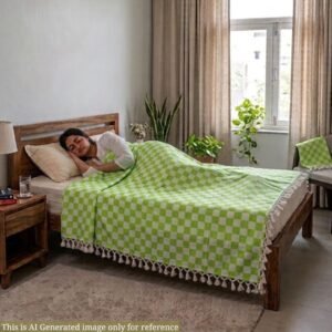 Pure Bhagalpur Silk Chaddar | Light Green Summer AC Blanket For Ac Room