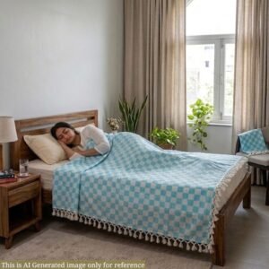 Pure Bhagalpur Silk Chaddar | Sky Blue Summer AC Blanket For Ac Room