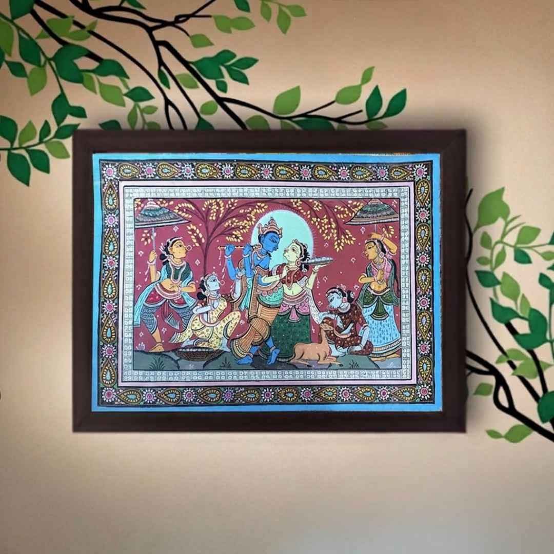 Radha Krishna with Gopis Orissa Pattachitra Wall Art