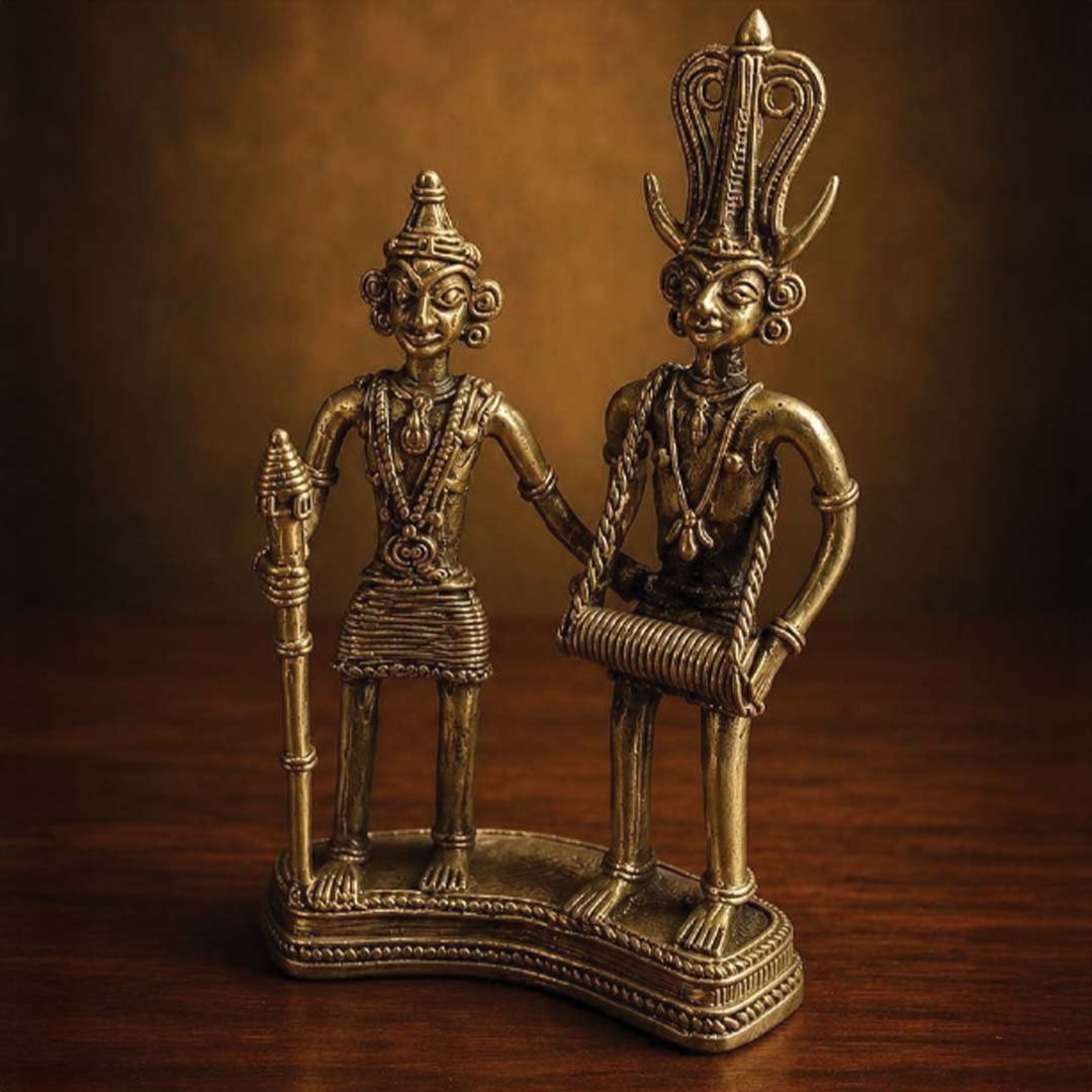 Bastar Dhokra Tribal Musician Pair Tribal Brass Metalwork