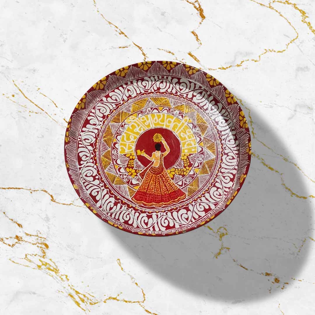 Hand Painted Aipan Art Karwa Chauth Thali