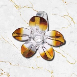 Handcrafted Firozabad Glass Five Petal Amber Ring
