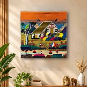 Handcrafted Gazipur Jute Wall Hanging Colorful Landscape Scenery