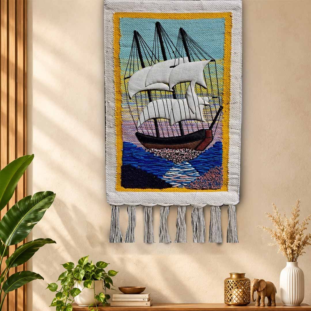 Handcrafted Ghazipur Jute Wall Hanging Nautical Portrait Art